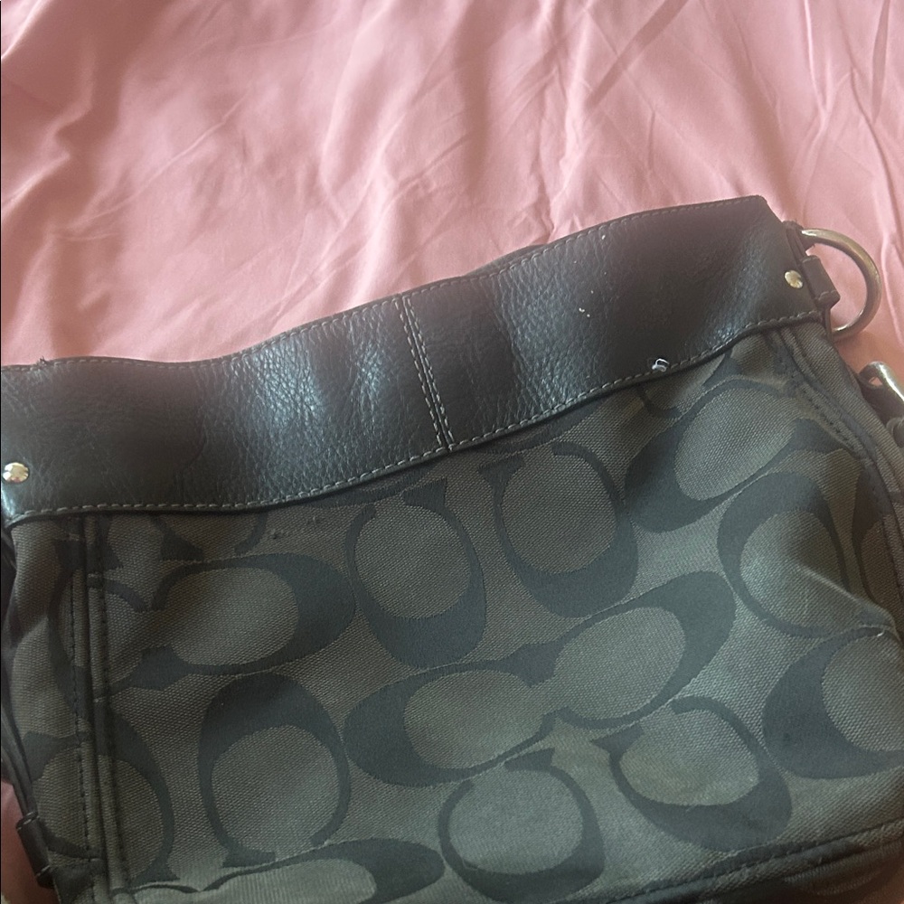 Coach Signature Black and Gray Crossbody Bag